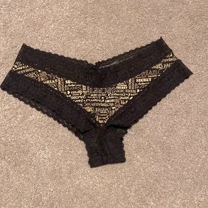 VS lace thong with gold print
